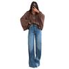 2025 Cross-border European and American Women's Clothing Amazon Korean Versatile High-waisted and Thin Wide-leg Jeans Temperament Set