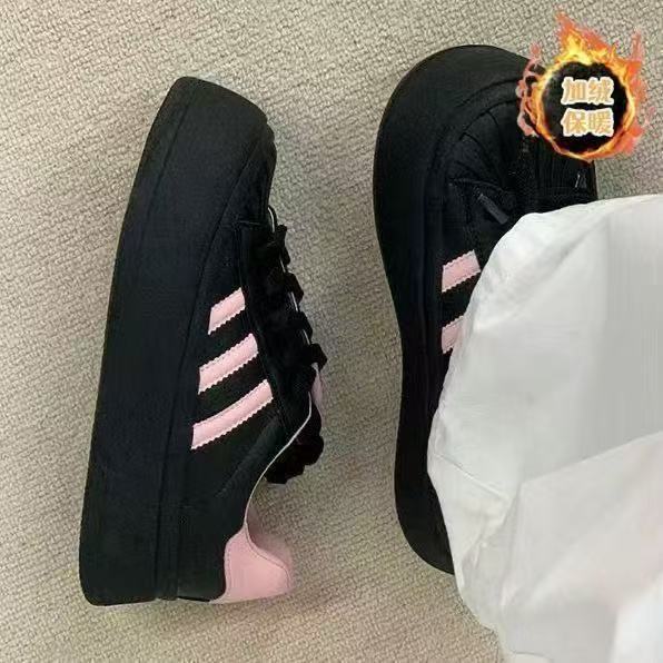 Dexun shoes autumn new thick baseplate shoes heightening casual shoes round head muffin shoes small black shoes 35【foot length 22.5cm】