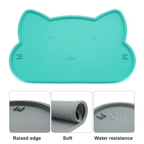 Yousheng Katzenfuttermatte Rutschfest Wasserdicht mit erhöhtem Rand Auslaufsicher Hält Ordnung Haustierfuttermatte Hund Katze Zubehör