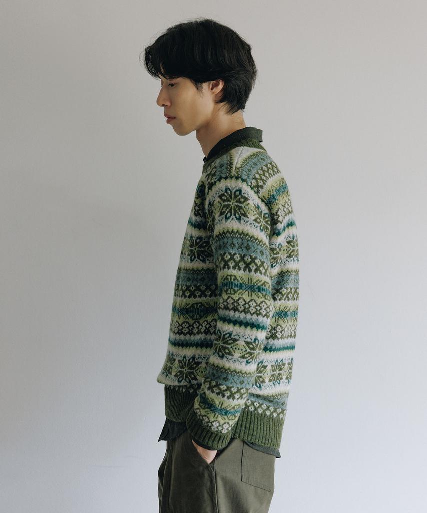BLANKROOM All Over Fairisle Sweater_Scots Pine