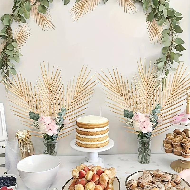 5pcs Golden Willow Leaf Simulation Golden Leaves, Wedding Centerpieces, Bridal Showers, Parties, Garden Decor New Year Spring