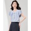 XinFeiYu French Style Tencel Puff Sleeve Shirt