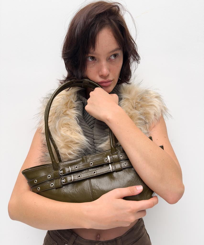 Yeomim Mini Belted Boat Bag (Crack Khaki)