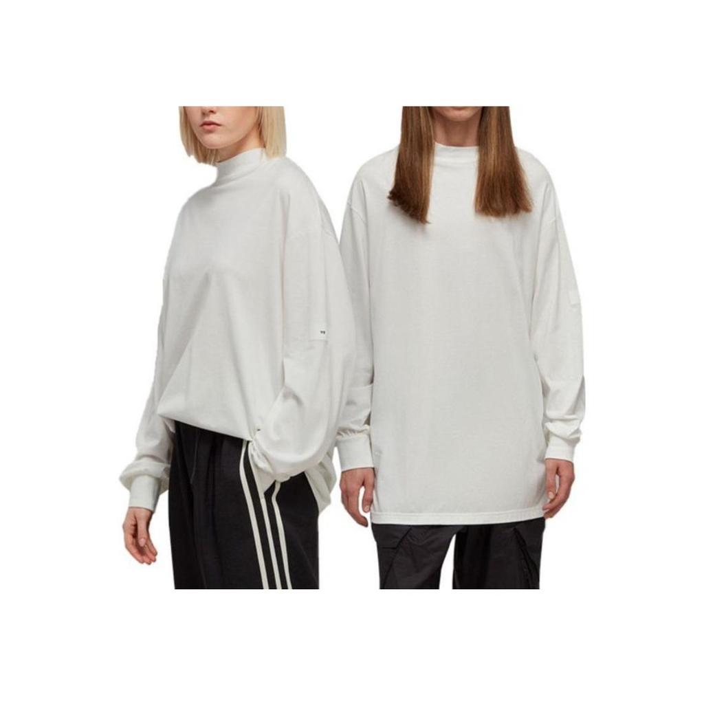 Y-3 Solid Color Crew Neck Long Sleeve T-Shirt Unisex Tops White IB4774