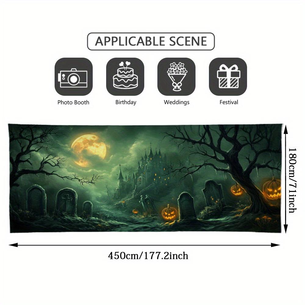 1pc Halloween Horror Cemetery Large Garage Door Cover -2D Flat Printing, Suitable for Seasonal Festivals and Outdoor Activities