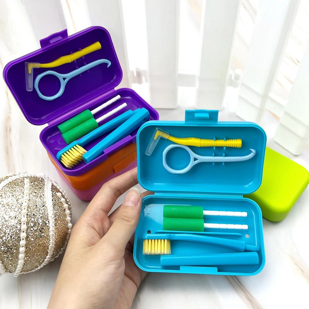 20 Set Portable Toothbrush Box Orthodontic Oral Hygiene Tools Kits Interdental Brush Tongue Scraper Travel Toothbrush Teeth