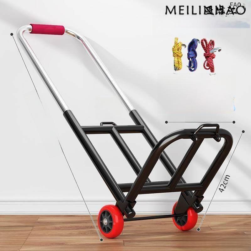 Portable Hand-Pulled Shopping Cart Stair Climbing Cargo Transport Barrow Foldable Stainless Steel Wheels for Housewives Medium 22pu wheel [bold a