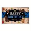 2D Rodeo Cowboy Birthday Banner, Western Wood & Cactus Backdrop, Happy Birthday Party Decor
