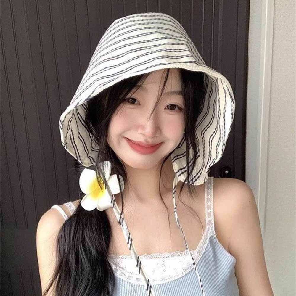 UV Resistant Bucket Hat Wide Brim Sun Cap French Style Sun Protection Hat Summer