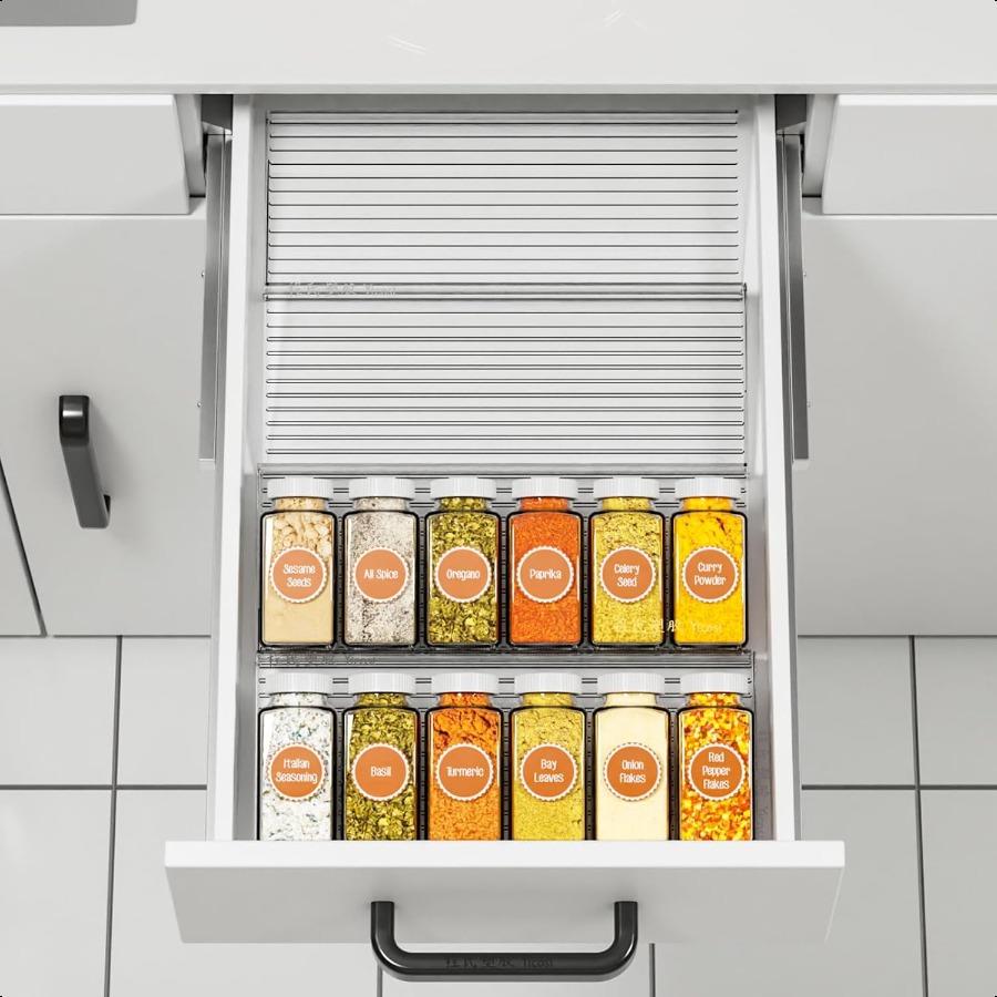 

Прозрачный акриловый органайзер для специй для ящика, 2 уровня, 2 шт., органайзер для специй в ящик и кухонных банок, органайзер для приправ, вставка, расширяемый United States