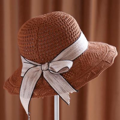 Fashion Women Sun Hats Straw Hat Female Ribbon Bow-knot Wide Brim Beach Hat Casual Summer Shade Cap