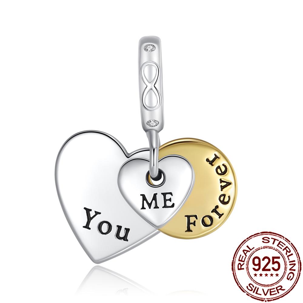 New Charms Copper Sparkling Mum Mother Family Love Heart Beads Fit Original Bracelet Necklace Diy Jewelry