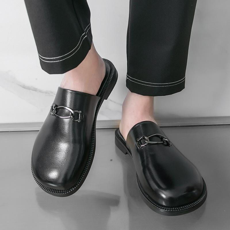 Fashion Casual men's leather slippers Leisure and breathable styles Work and daily party Street fashion shoes Hot selling youth New