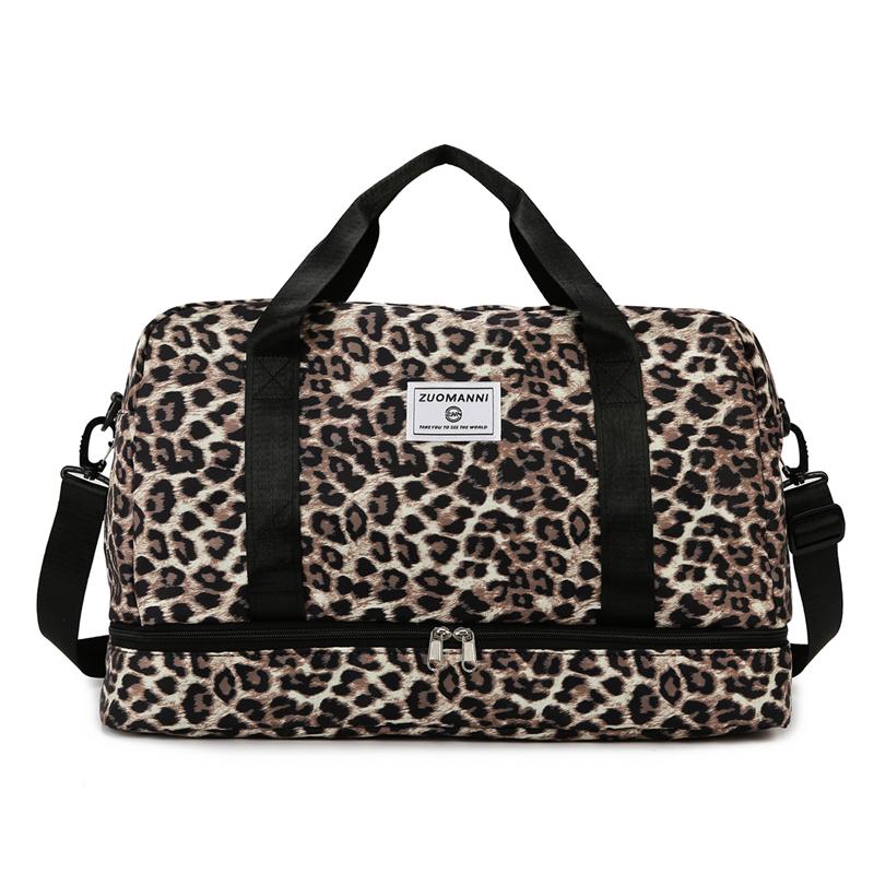 

Дорожная сумка женская большой вместимости спортивная фитнес-сумка с леопардовым принтом сумка выходного дня сумка-косметичка для короткой поездки портативная сумка для деловых поездок коричневый
