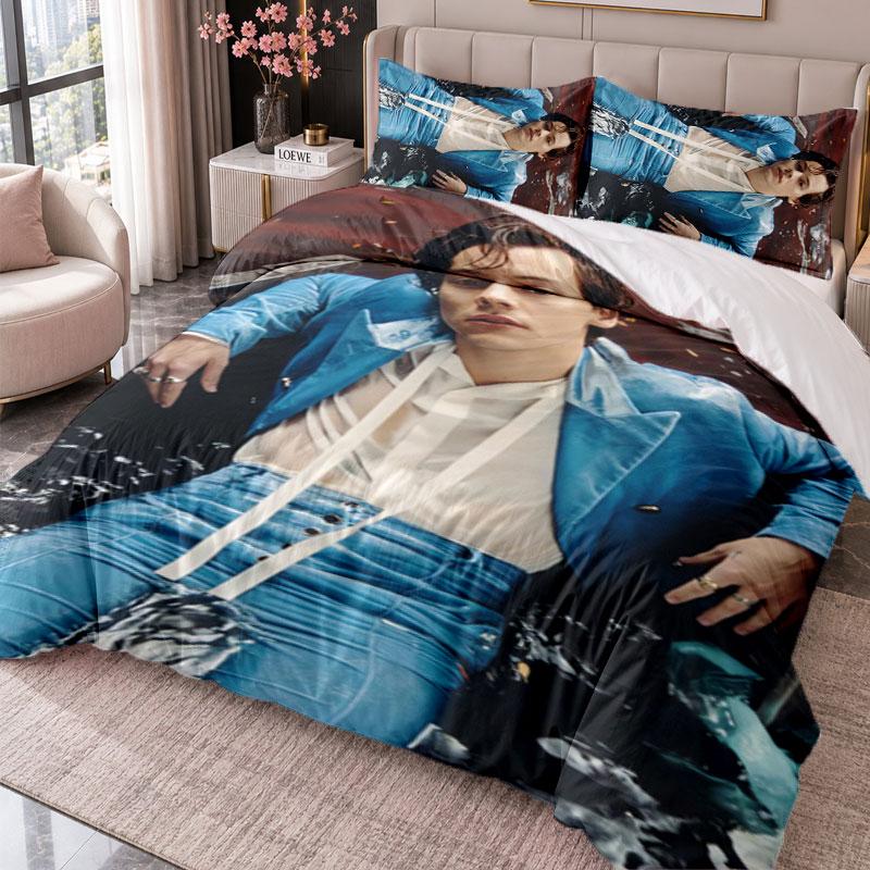 Harry Styles 3Pcs Bedding Set Duvet Cover With Two Pillowcases For Bedroom Home Decoration