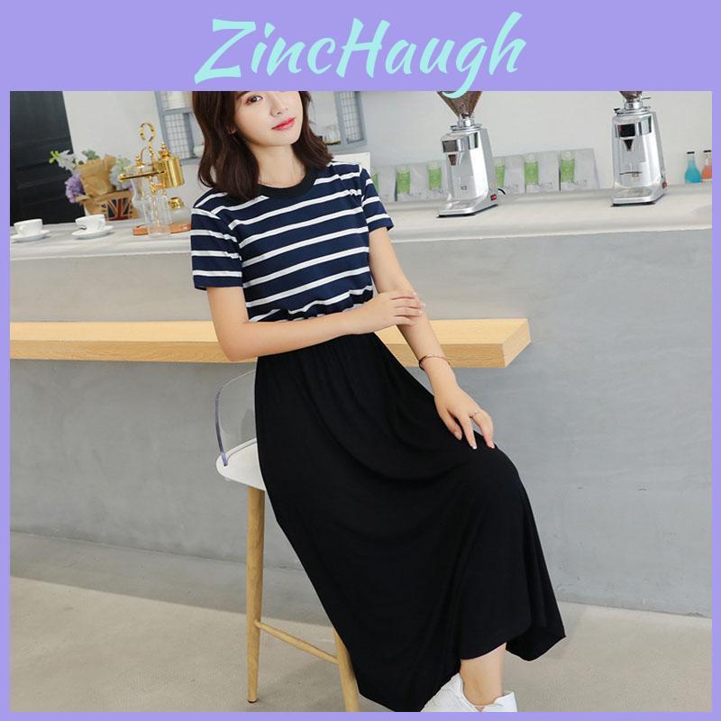 Design Senza Tempo Abito Estivo da Donna a Righe Casual Senza Maniche a Manica Corta Abito Lungo per Eleganza Quotidiana