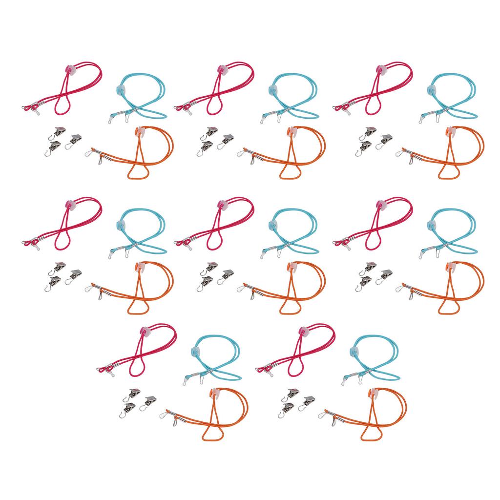 2 Packs Adjustable Napkin Lanyard with Clip Portable Multi Purpose Colorful Adjustable Lanyard for