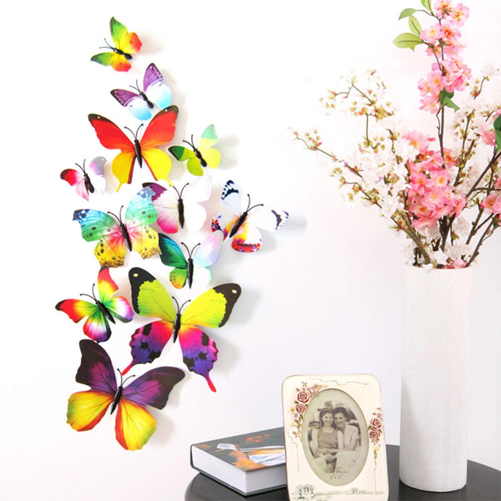 3D Three-Dimensional Butterfly Art Design Wall Sticker Refrigerator Diy Decoration Home Decor Fridge Magnet Gift For Kitchen