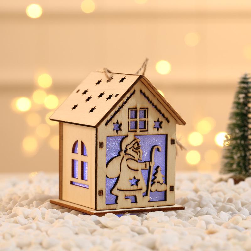 Glowing Wooden Christmas House Ornament DIY Kit for Kids
