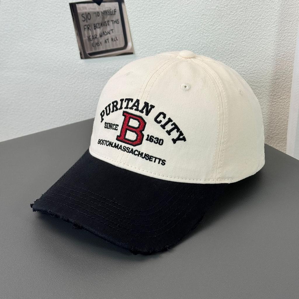 Fashion Hat Korean version of the new B large letter embroidered baseball cap, ripped hat edge design, cap, men's and women's sun protection visor