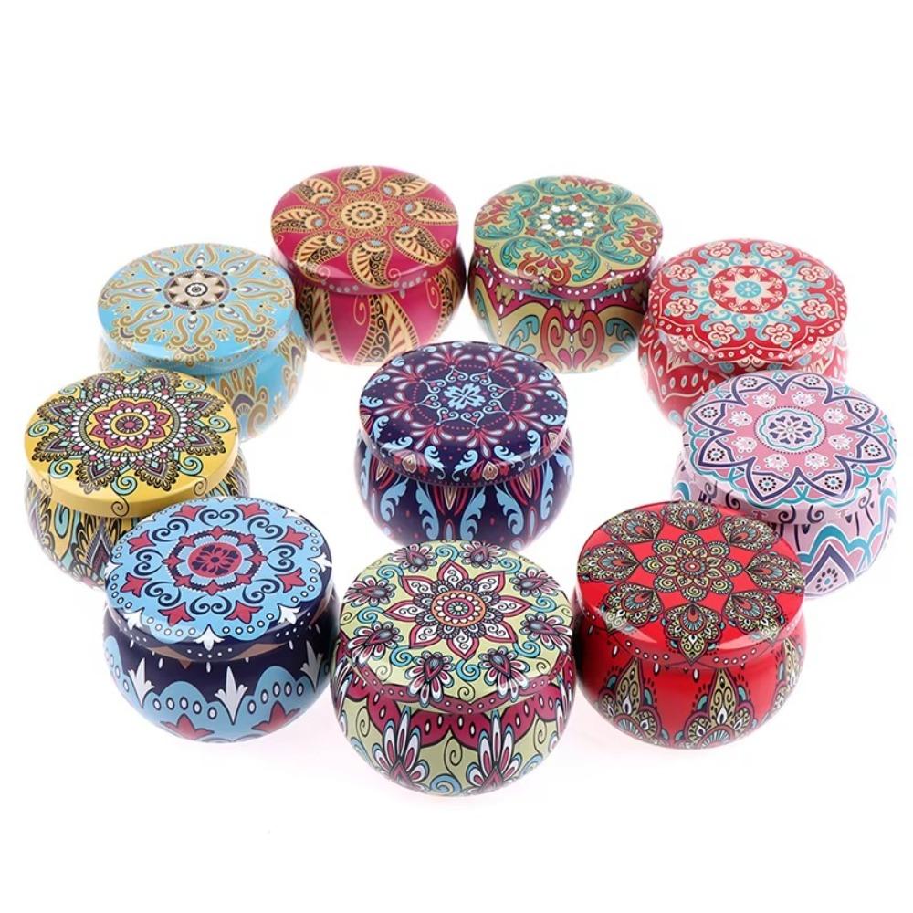 4pcs Round Cookie Tin Box Metal Biscuit Packaging Iron Can Candy Jar  for Dry Spices and Sweets