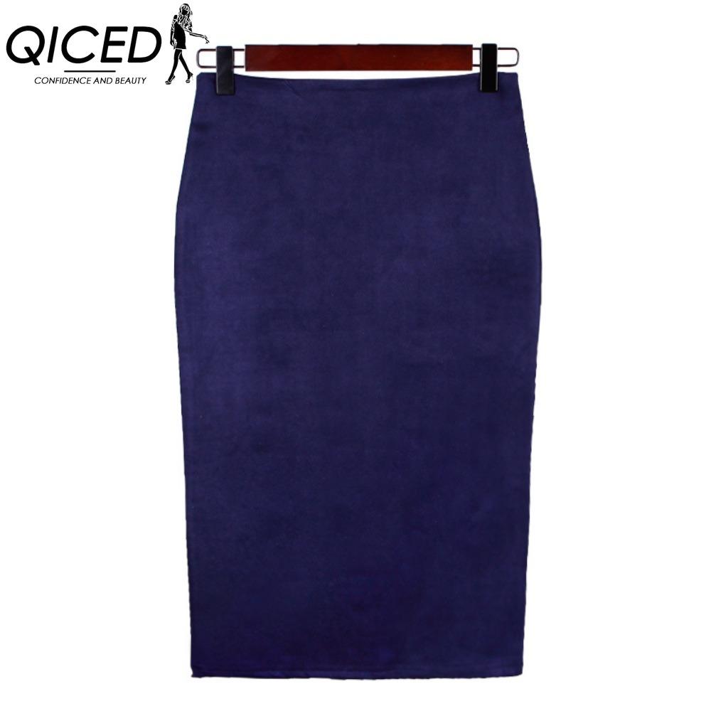 

QICED Женские Модные Повседневные Однотонные Летние Весенние Юбки с Принтом XL темно-синий