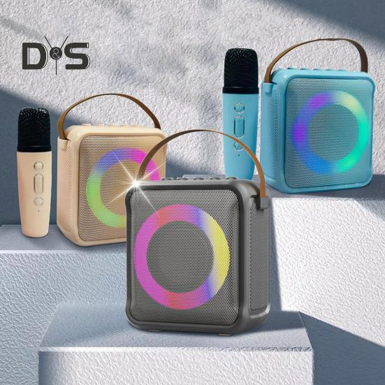 Bluetooth-kompatibel Lautsprecher mit Mikrofone Kit Schnelle Verbindung Verzögerung-Freies Surround Sound Effekte Mini Karaoke Maschine Spielzeug