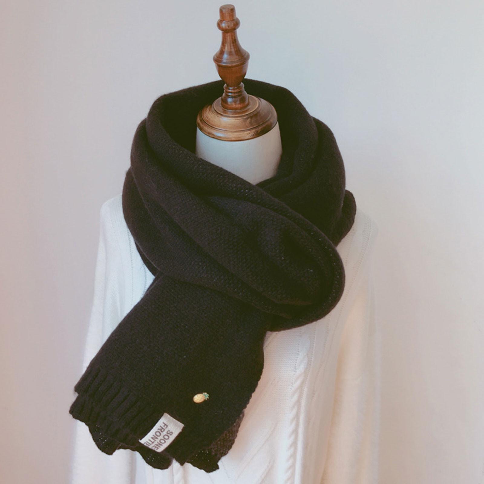 

Женский однотонный кашемировый шарф Женский зимний толстый теплый мягкий кашемировый платок Женский вязаный шерстяной длинный шарф One Size чёрный