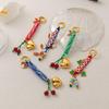 Trendy Love Cherry Keychain Ins Style Colorful Woven Rope Keyring Bag Charms Handbag Hanging Decoration Keycord Gifts