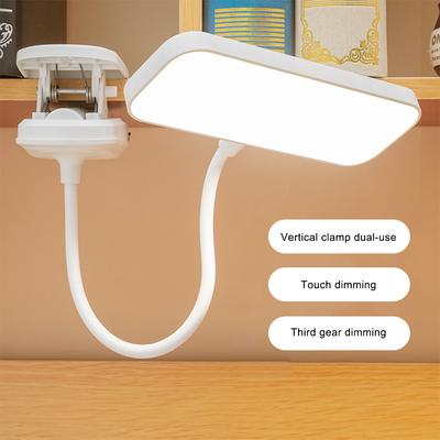 360° Flexible Study Table Lamp with Clip USB Rechargeable Desk Lamp Bedside Night Light for Bedroom Study Reading Office Work