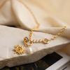 Youthway Classic Sun Freshwater Pearl Crystal Bead Pendant Necklace For Women Elegant 18K Gold Plated Stainless Steel Necklace