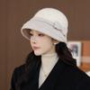New Woolen Top Hat Bucket Hat Women's Retro Bow Fisherman Hat Autumn and Winter Elegant Basin Hat