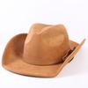 Popular European and American Classic Suede Western Cowboy Hat, Men's and Women's Fashion Big-brimmed Top Hat Shade