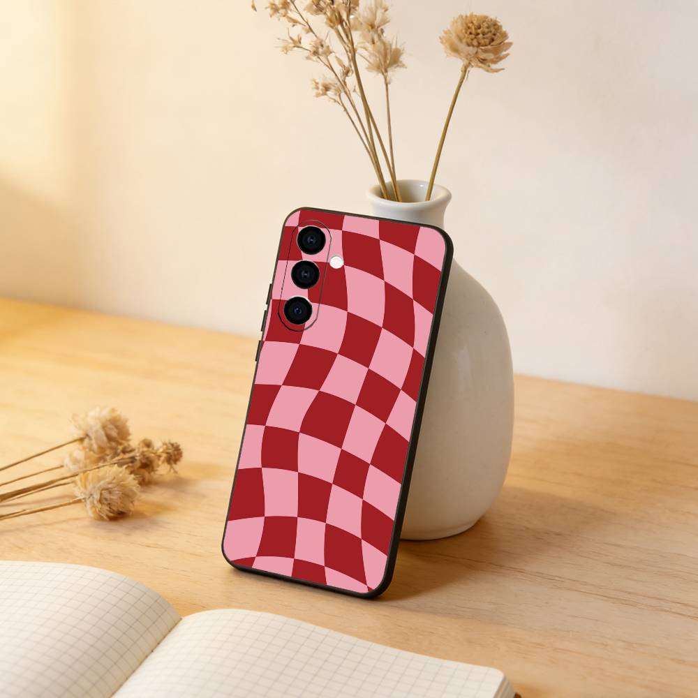 Solid color plaid Phone Case Black Silicone Soft For Samsung Galaxy A73,A72,A71,A70,A53,A52,A51