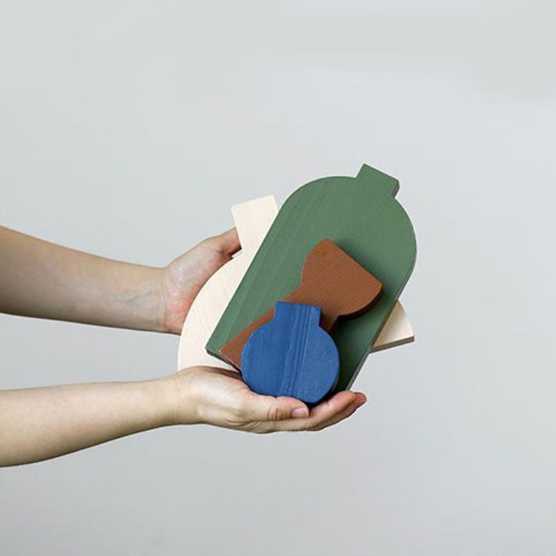 4PC/Sada Geometrické Moderní umění Dřevěný dekor Ins Dřevěné Vázy Tvar Ornamenty Domácí dekorace K dispozici více možností