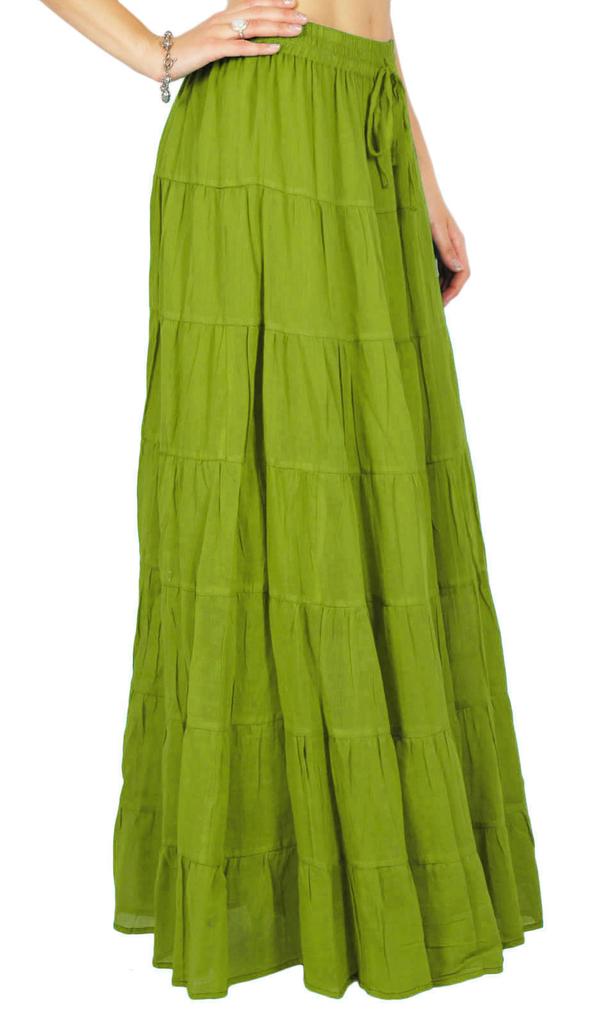 Phagun Damen Sommer Baumwolle Ziegelrot Rock Ethnisches Design Kordelzug Taille -