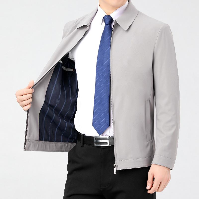 Business Casual Lapel Jacket, Middle-aged Men's Thin Coat, Daddy Attire, Cadre Spring and Autumn Administrative Iron-free Jacket