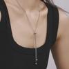 Stylish Non-Fade Round Bead Pull-Out Buckle Women’s 18K Gold-Plated Titanium Steel Jewelry Set: Tassel Necklace, Bracelet, Anklet.