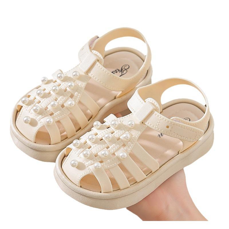 2024 Girls' Non-Slip Pearl Sandals - Soft Sole, Cute Princess Style for Outdoor & Beach