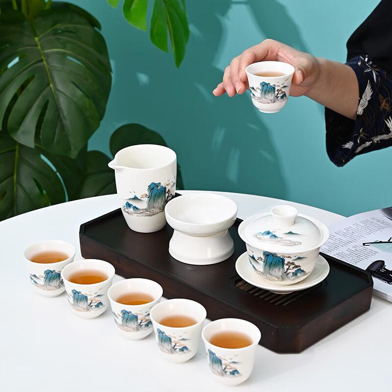 Dehua Ceramic Kung Fu Tea Set - 'A Thousand Li of Rivers and Mountains' Edition
