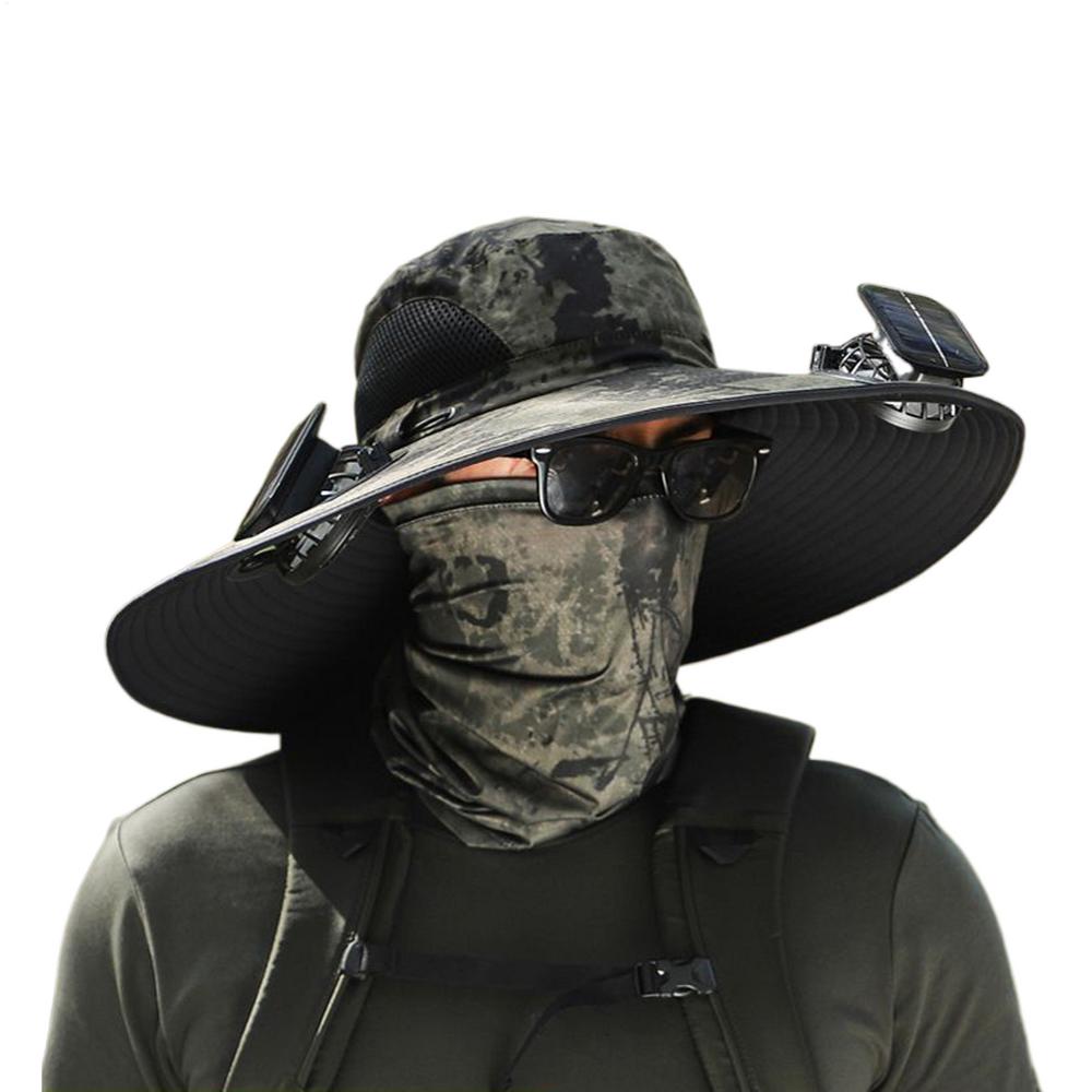 Fan Hat UV Protection Outdoor Fishing Hat With Solar Fan UV Protection Rechargeable Visor Breathable Portable Fishing