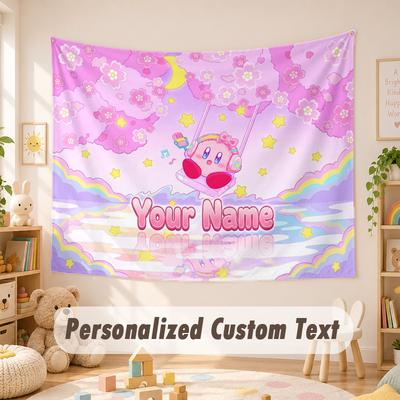 Custom Name Text Tapestry,Kirby Boho Wall Hanging, Decorative Backdrop Tapestry For Room
