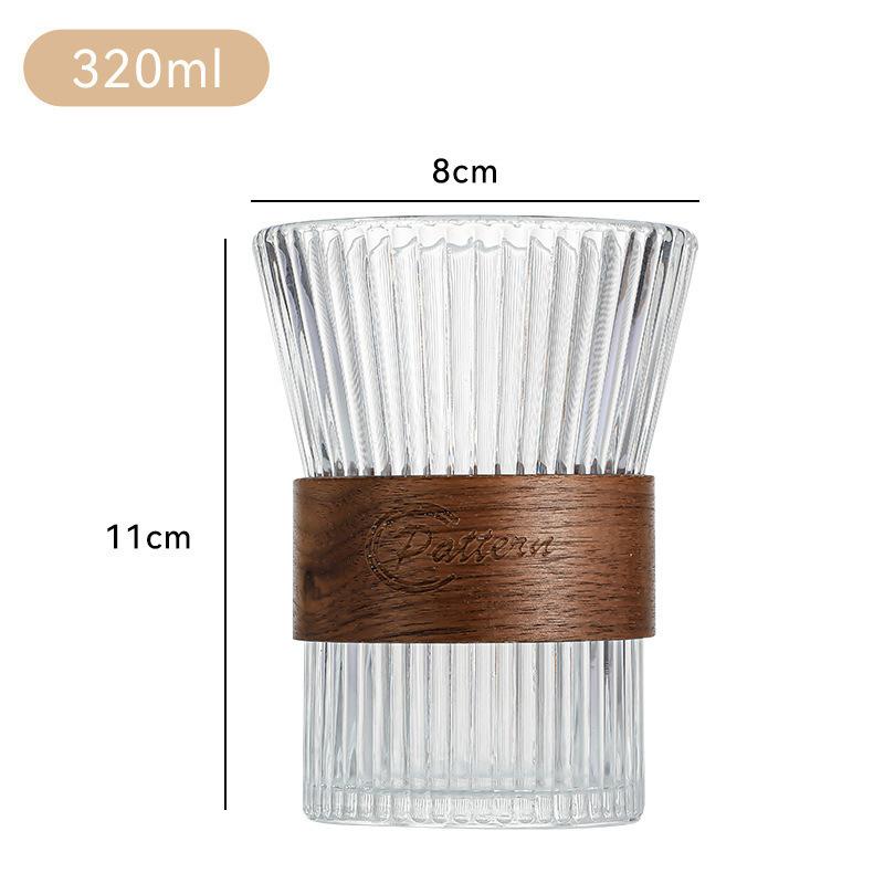 

Japanese Vertical Pattern Milk Glass Tea Cup Transparent Wine Glass Anti-Scalding Insulation Brewing Fair Cup Coffee Drinkware 11CM кавовий