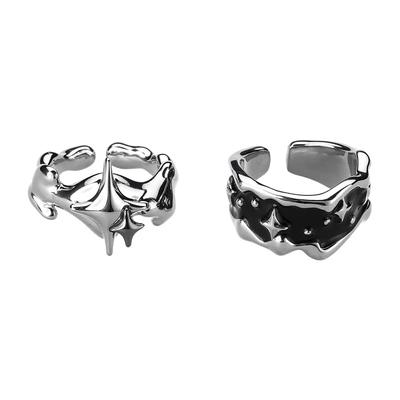 Bagues étoiles irrégulières couleur argent, bague gothique Vintage pour hommes et femmes, mode croix étoile ouverte réglable, bijoux cadeau Y2k