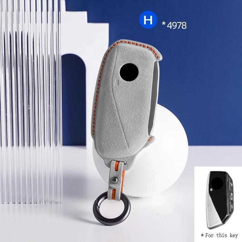 Top Suede Car Key Case Cover Shell Fob For Bmw I7 X7 G07 Lci Ix I20 X1 U11 7 Series G70 G09 Xm U06 G81 M3  Protector Keyless