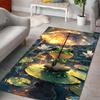 Multiple Sizes Frog with Umbrella On Lily Pad Print Carpet Rug for Living Room Bedroom Sofa Doormat Home Decor Non-slip Mat