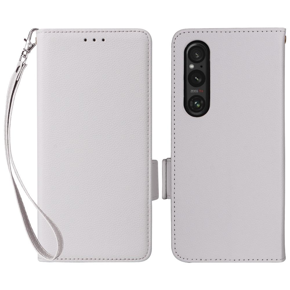 For Sony Xperia 1 VI Case with Wrist Strap Litchi Texture PU Leather Wallet Phone Cover