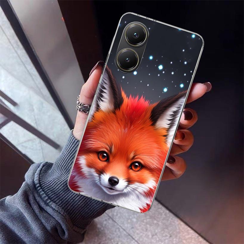 Animal Fox Phone Case For Xiaomi Poco X5 X6 X7 Pro F7 Ultra M7 Redmi 15C 15 13C 13 12C 12 10 10C 10A 9 9C 9T 9A Cover Poco X3 X5