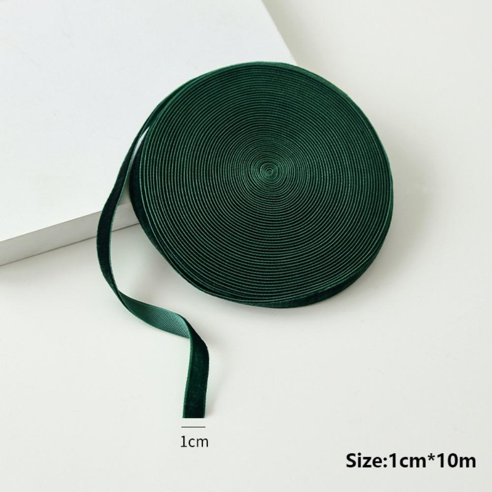 Cloth Christmas Ribbon Bow Decoration Single Sided Velvet Fabric Gift Wrap Ribbon DIY Flocking Tape Christmas Decoration темно-зеленого