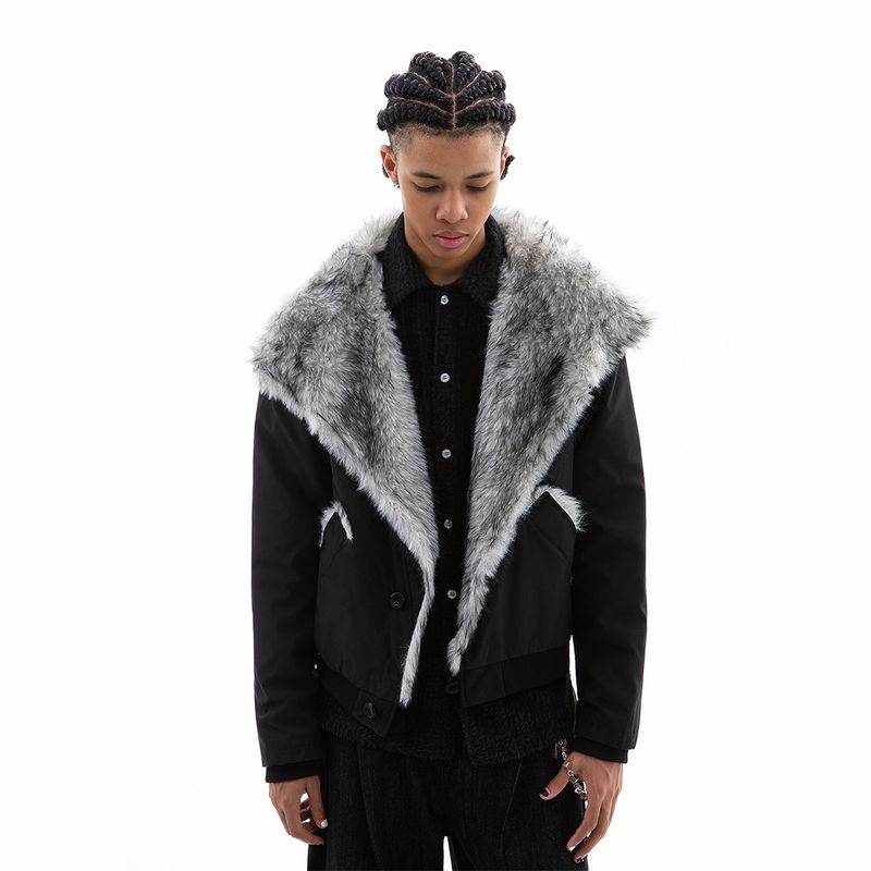 51 Hip-Hop American Retro Loose Fur Collar Padded Cotton Jacket for Men, Winter Trendy Brand Couple's Thickened Cotton Coat